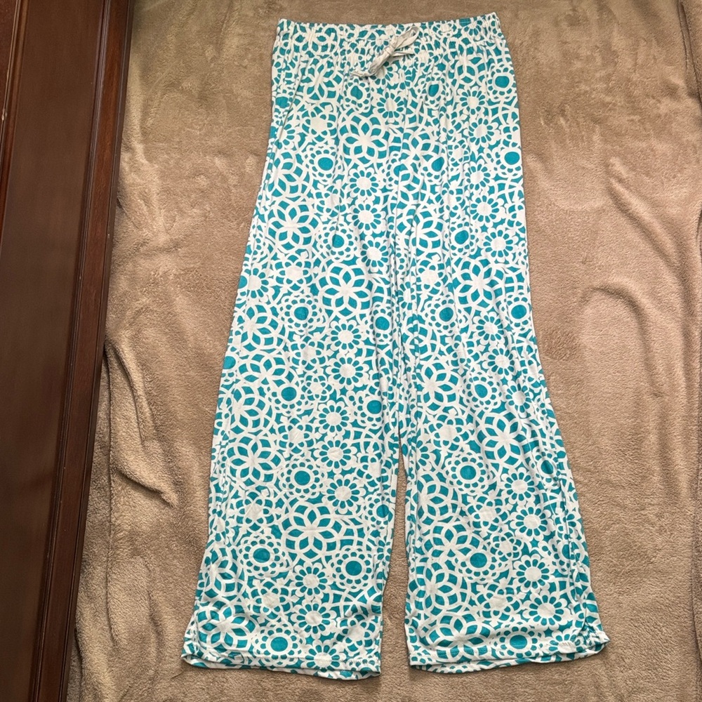 Large/X-Large - Hello Mello Women's Teal Floral Pajama Pants